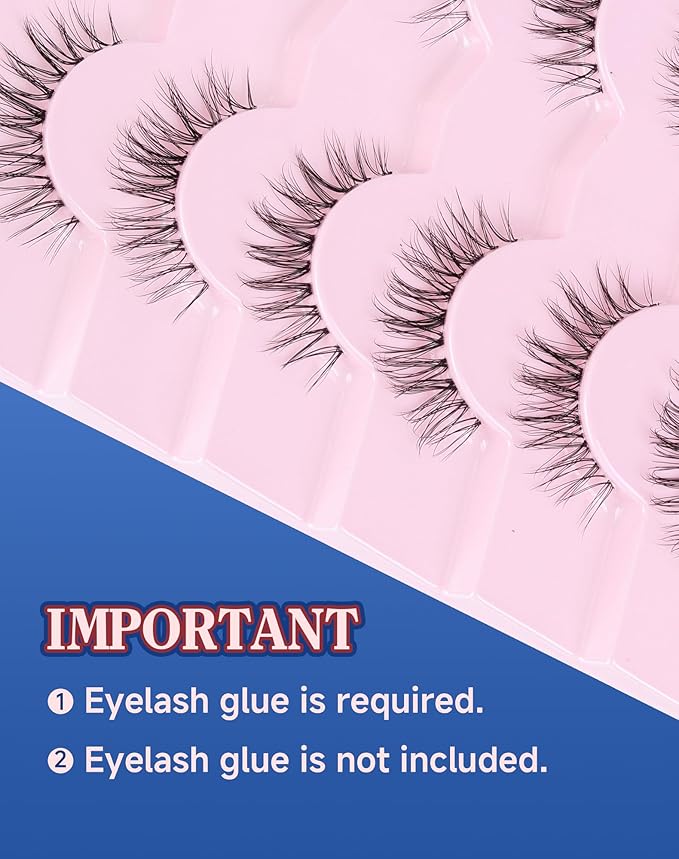 Lashes Wispy Short Eyelashes Natural Look False Eyelashes Strip Eye Lash Soft Lashes Fluffy Pack 7 Pairs Everyday Lash SF-03-GlimoraGlow