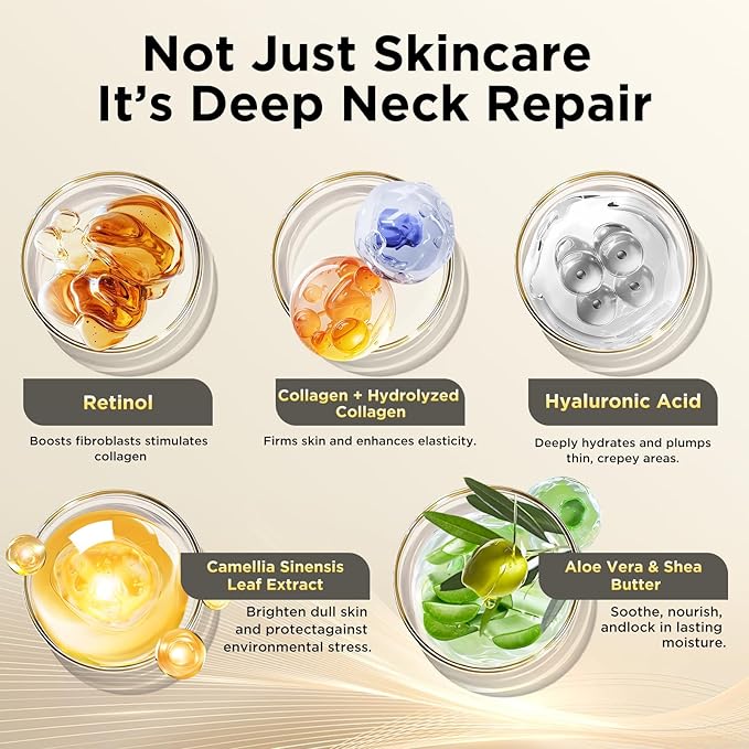 Firming Neck Cream for tightening and firming,Retinol,Collagen & Hyaluronic Acid Cream-Anti-Aging Face Moisturizer for Face,Wrinkle Smoother for Women & Men, 1.76 Fl Oz-GlimoraGlow