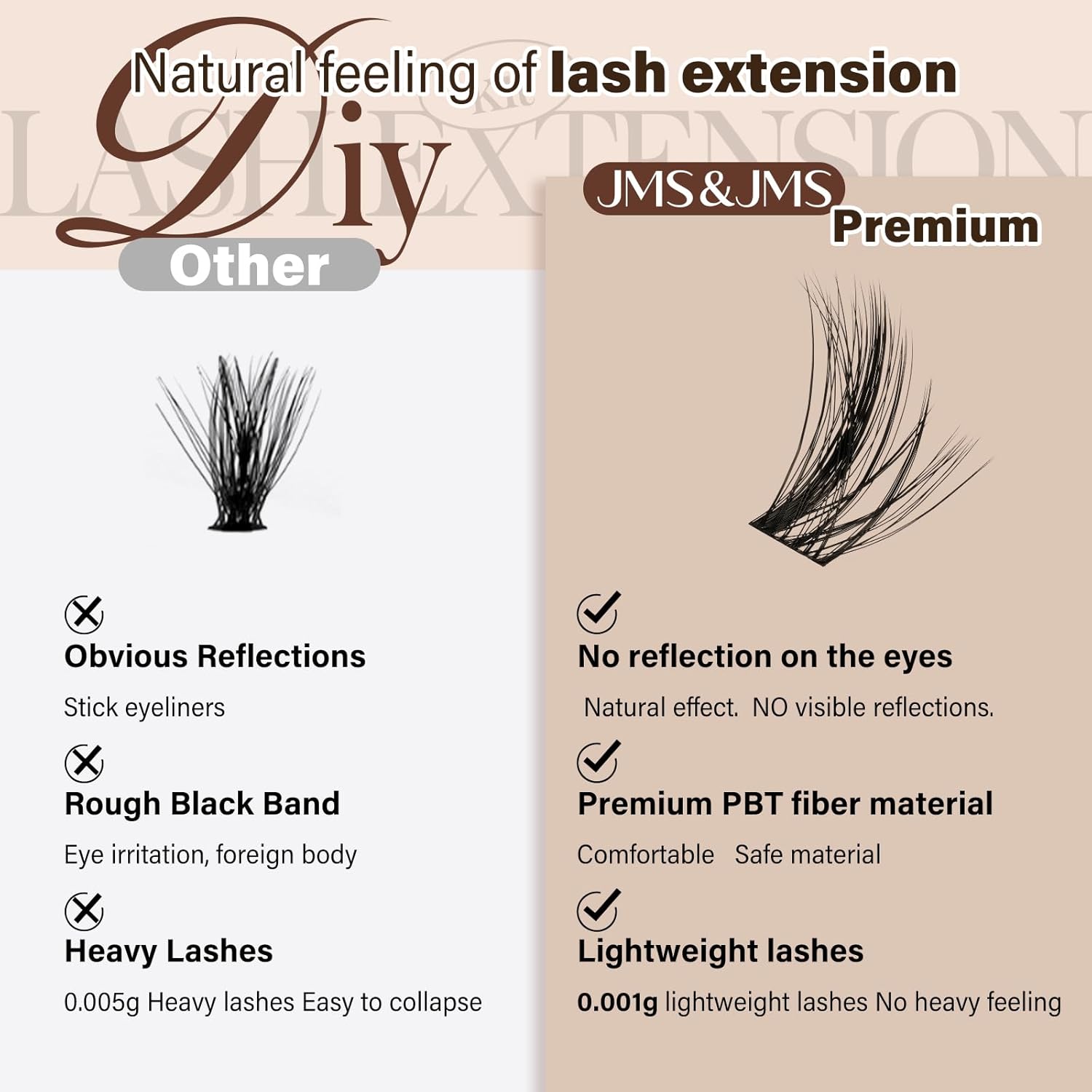 JMS&JMS 156Pcs Lash Clusters CC Curl 8-18mm Eyelash Clusters Wispy DIY Lash Extensions Super Thin Band Soft and Easy to Wear (Side Spike-8-18mix)-GlimoraGlow