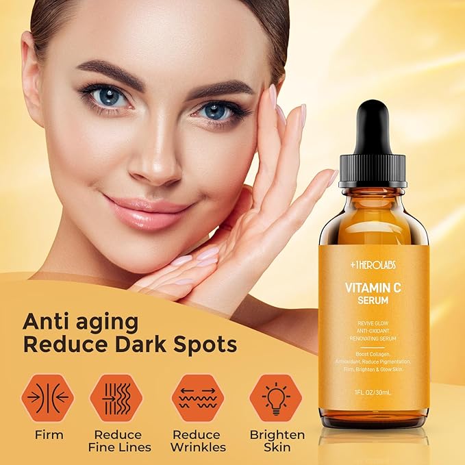 Vitamin C Serum for Face –Anti Aging Face & Eye Serum, Hyaluronic Acid, Reduce Fine Lines, Dark Spots and Wrinkle-GlimoraGlow