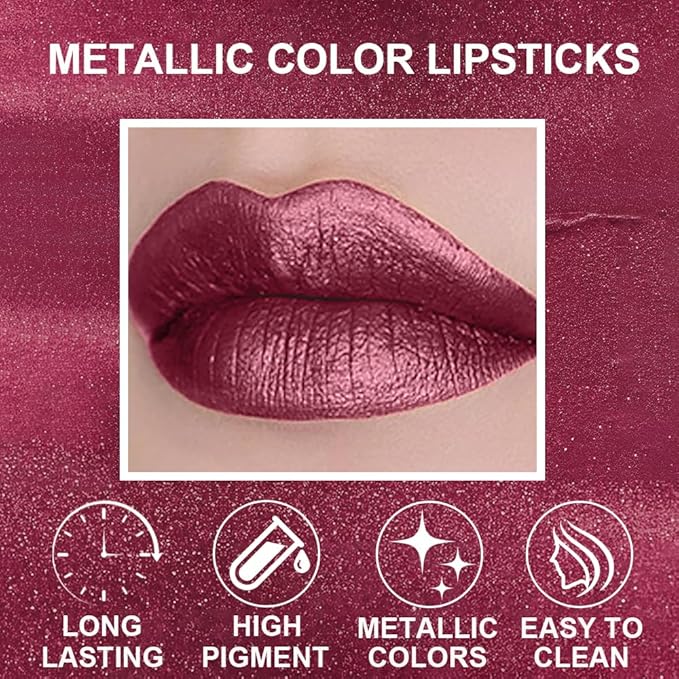 12Pcs Liquid Lipstick Makeup Set, Shades with 4Pcs Metallic Color Lipstick, 4Pcs Hydrating Lip Oil and 4Pcs Longwear Waterproof Matte Lipstick Gift Kit for Women (SET C)-GlimoraGlow