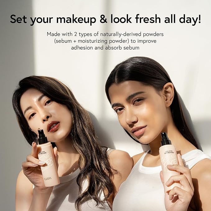 LUNA Long Lasting Setting Fixer Spray 3.3 fl oz, Weightless with Micro-Fine Mist, Natural Finish, Non-Drying Formula for All Skin Types, Korean Makeup-GlimoraGlow