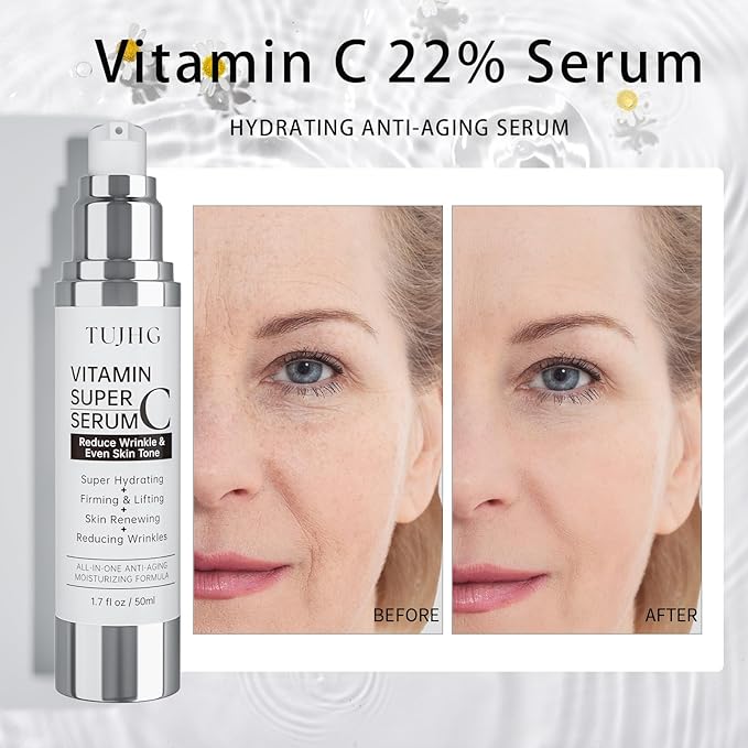 Vitamin C Retinol Serum for Face, Brightening & Anti-Aging with Hyaluronic Acid, Vitamin E, Peptides, Collagen - Hydrates, Firms, Lifts, Smooths, Targets Age Spots, Wrinkles, 1.7 Fl Oz-GlimoraGlow