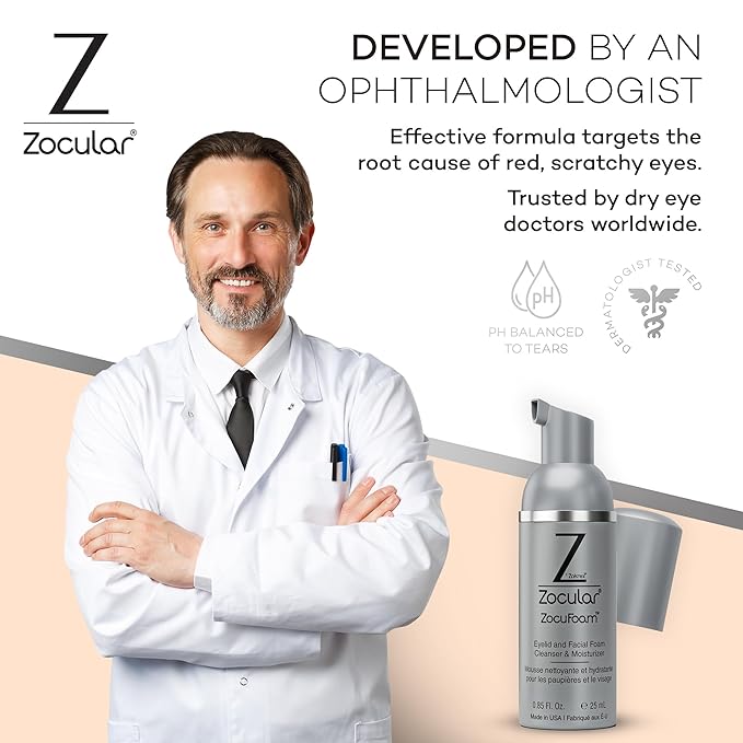 ZocuFoam Eyelid Cleanser - Foaming Eyelid Scrub - Natural pH Balanced Solution - 25mL-GlimoraGlow