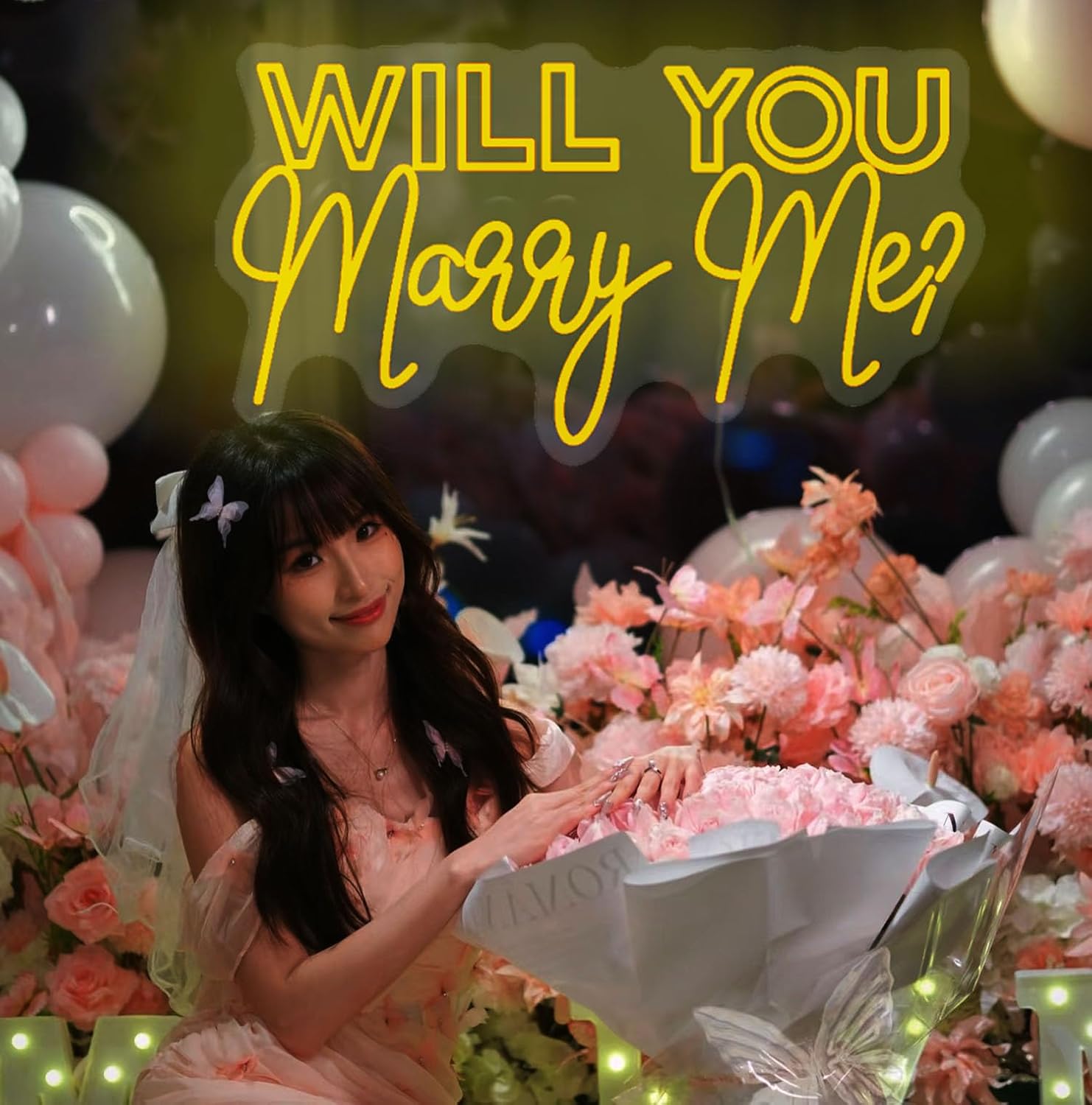 WILL YOU Marry Me? Neon Sign Custom Large Wedding Engagement Party Backdrop LED Neon Light Signs for Proposal Wedding Anniversary Valentine Engagement Bedroom Home Wall Decor. Size:27inch-Yellow