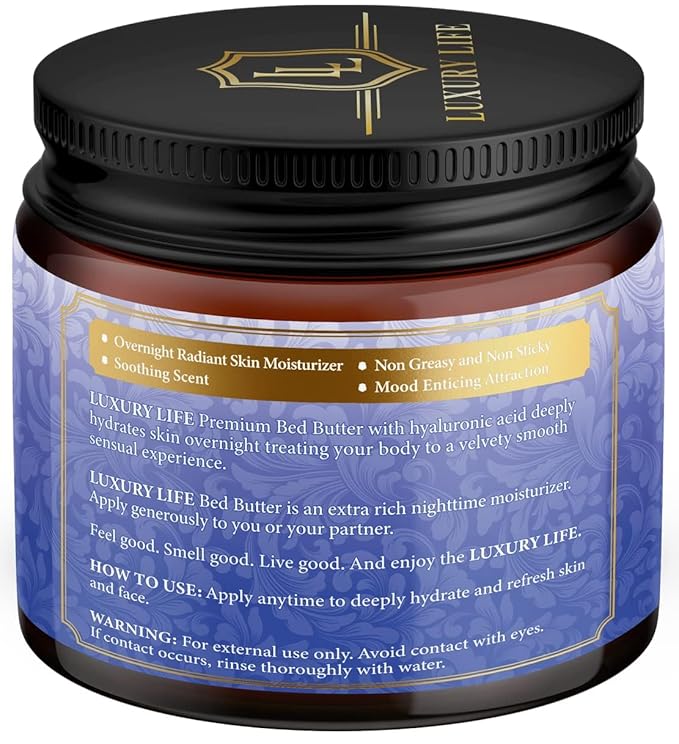 LUXURY LIFE Bed Butter - Irresistibly Fragranced Mood-Enticing Butter Infused with Hyaluronic Acid. Extra Rich Calming Nighttime Moisturizer for Sensual Stimulating Experience (Island Passion, 8 oz)-GlimoraGlow