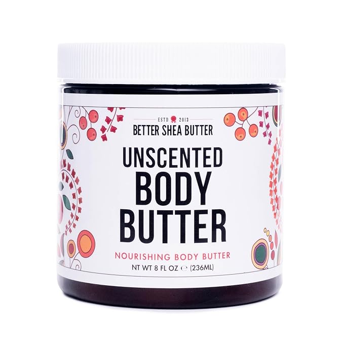 Unscented Body Butter for Dry Skin | with Raw Shea Butter and Jojoba Oil | Deep Moisturizer Safe for Sensitive Skin, Non Greasy, Fragrance Free | 8 oz-GlimoraGlow