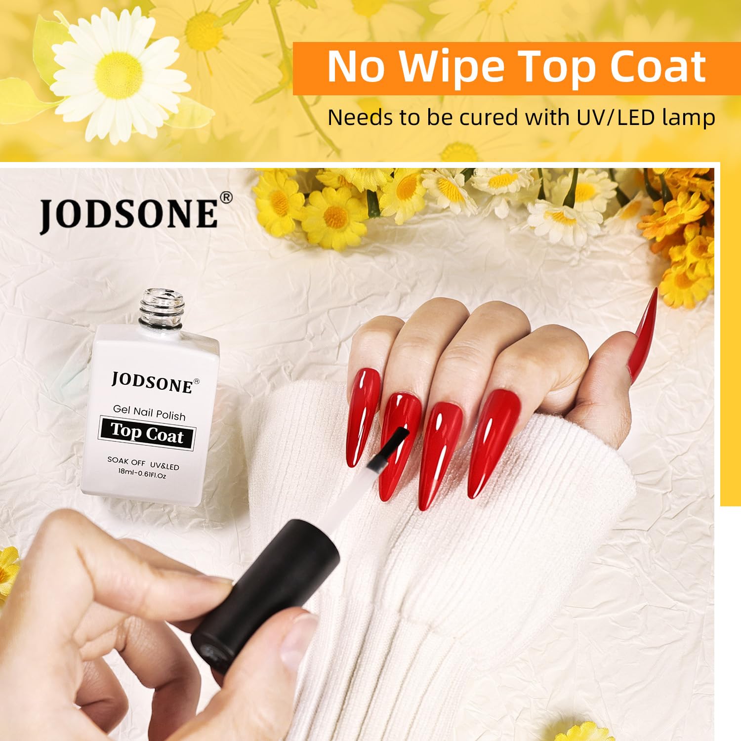 JODSONE 18ml Top Coat Gel Polish No Wipe High Gloss Shine Finish Long Lasting Gel Nail Polish Professional Manicure for Home DIY and Nail Salon-GlimoraGlow