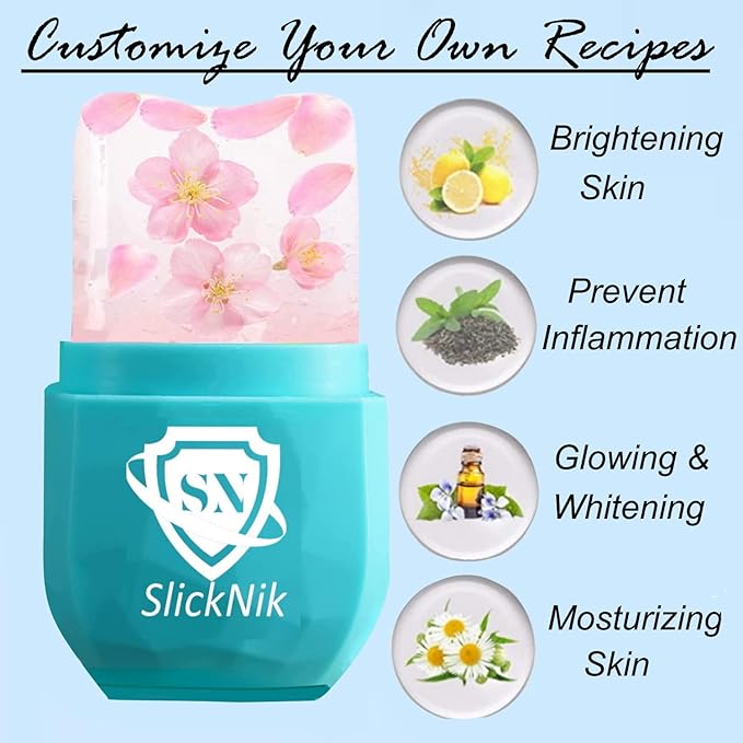 Ice Roller for Face & Eye Puffiness Relief - Enhance Your Natural Glow with Face Ice Roller, Ice Mold for Face with New Leak-Proof Design, Reusable Ice Face Roller-Gift for Women-GlimoraGlow