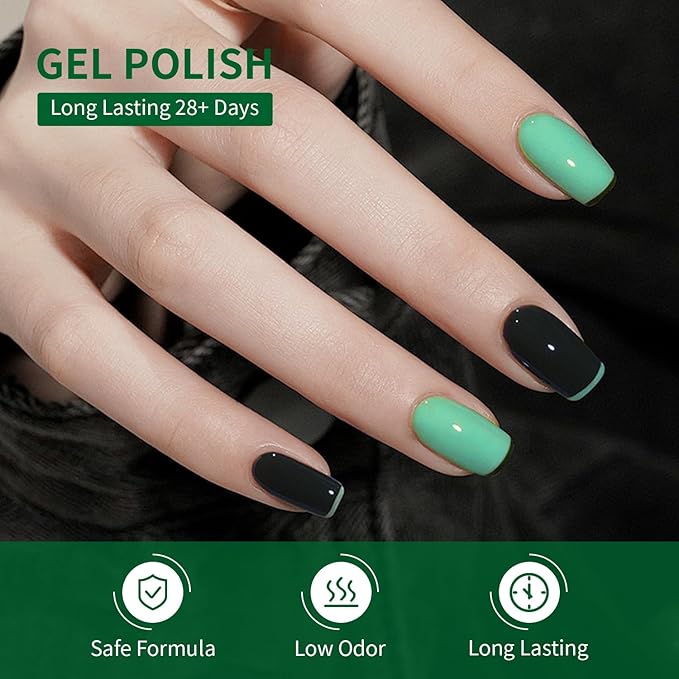 JODSONE 10ml Green Gel Nail Polish 6Pcs Gel Nail Polish Set All Seasons Neutral Soak off U V Lamp Manicure Set for Nail Art Collection St. Patrick's Day Gift for Her-GlimoraGlow