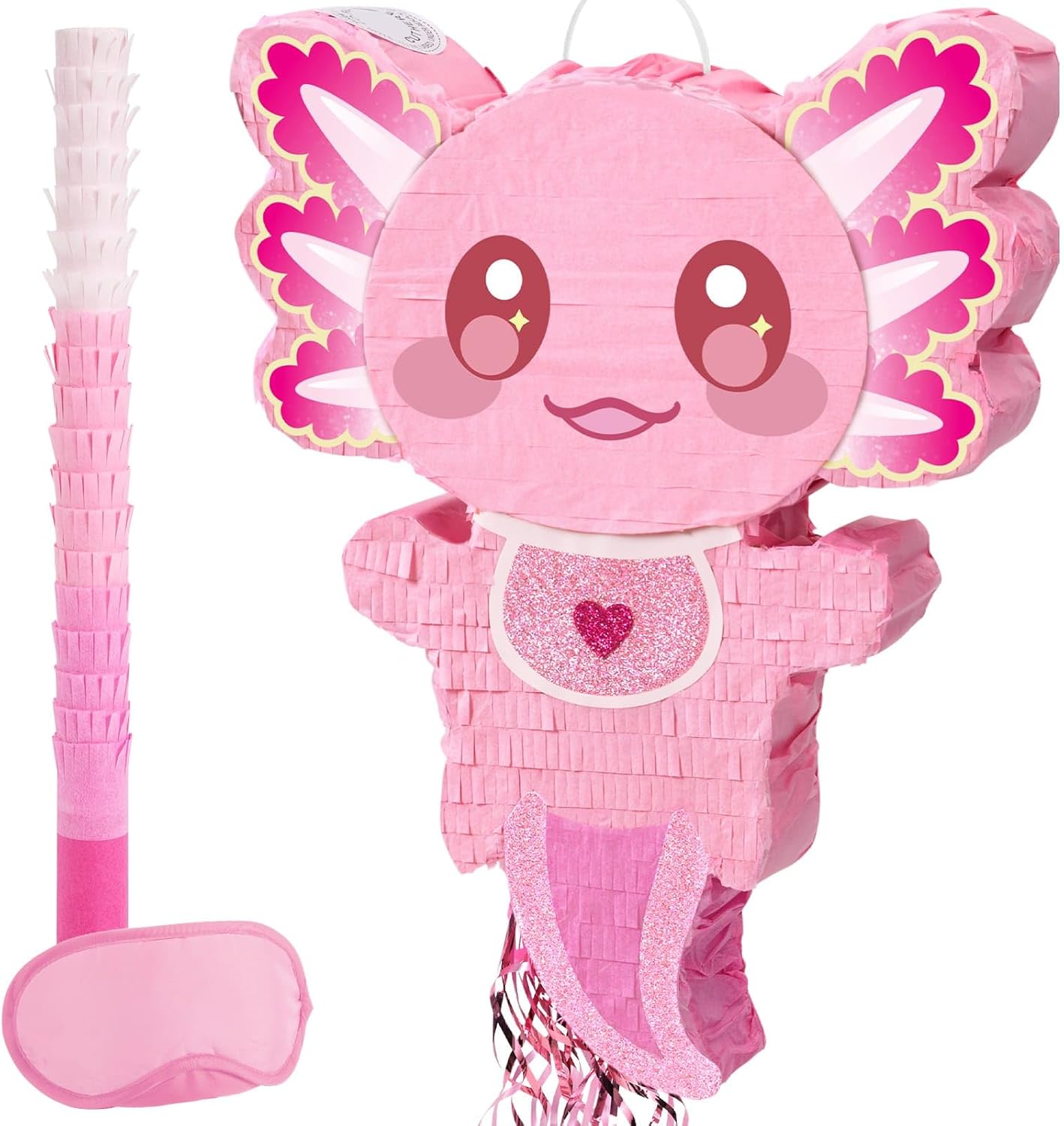 WERNNSAI Pink Axolotl Pinata - Axolotl Party Game Girl Pink Pinata Baby Shower Favors Under the Sea Birthday Party Decorations for Ocean Amphibious Animal Lovers Supplies