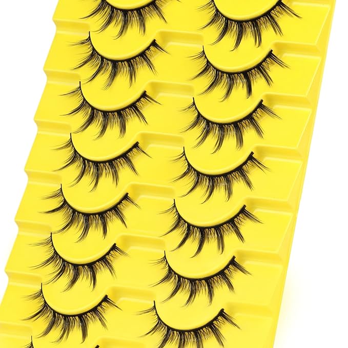 Losha Lashes Wispy Manga Lashes Natural False Eyelashes 9 Pairs Thin Eye Lashes Pack Soft Anime Fake Eyelashes (Manga)-GlimoraGlow