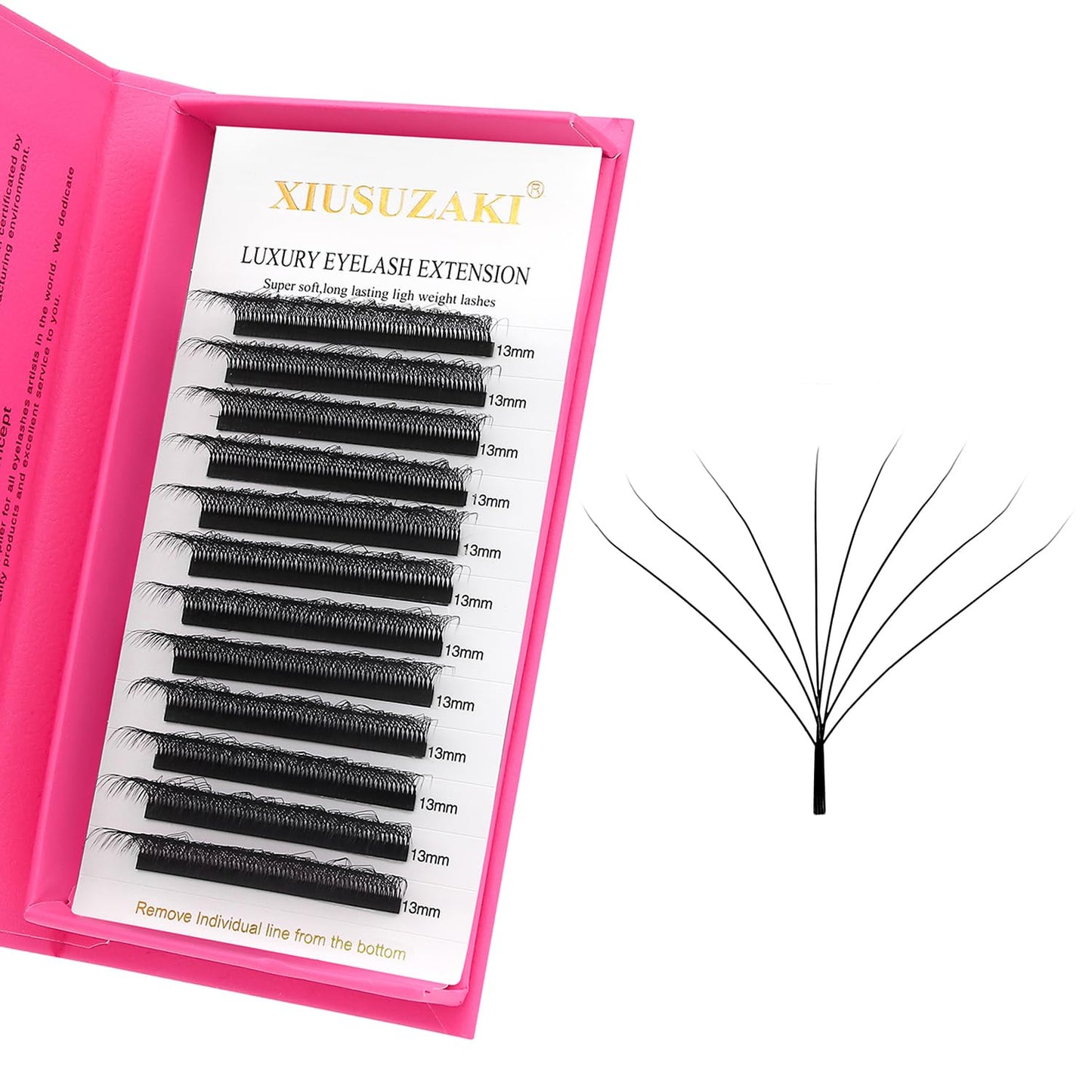 W Lash Extensions 8D Eyelash Extensions W Shape 0.07mm Thickness D Curl Mix 8-15mm Premade Fans Individual Lashes Volume Matte Black 12 Rows Crisscross False Eyelashes(W-8D-0.07-D,8-15mm)-GlimoraGlow