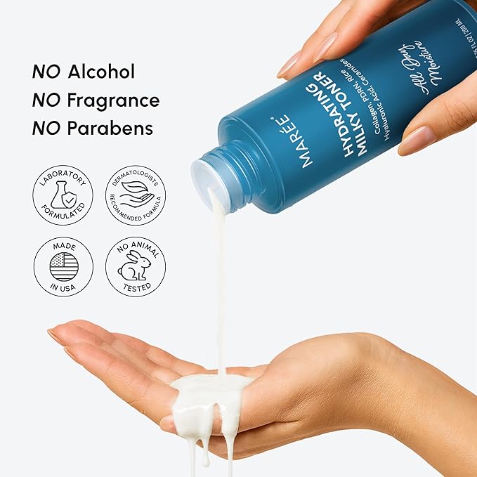 MAREE Hydrating Milky Toner for Face - Rice Toner with Niacinamide & Collagen - Skin Barrier Repair Hydrating Toners for Face - Milk Toners Essence - PDRN, Hyaluronic Acid, Ceramides - Tonico Facial-GlimoraGlow