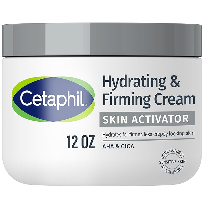 Cetaphil Skin Activator Hydrating & Firming Body Cream 12oz, Mandelic Acid (AHA) and Centella Asiatica (CICA) Cream, Hydrates and Firms Aging Skin, Anti-Aging Skin Care, 12 oz-GlimoraGlow