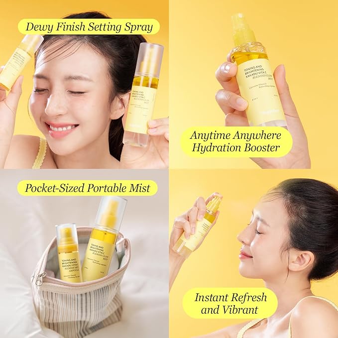 Vitamin C Mist with Niacinamide & Glutathione, Glow Mist for Dewy Skin, Makeup Setting Spray for face, Korean Skin Care, Vegan, 3.38 Fl Oz-GlimoraGlow