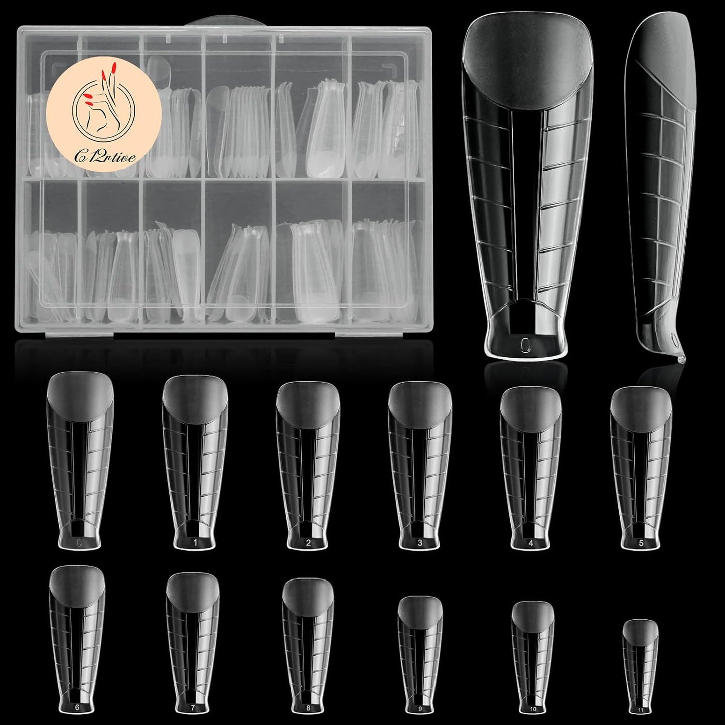 120Pcs Dual Nail Forms,T-Shape Extension Poly Nail Gel Nail Forms Full Cover Reusable Nail Molds 12 Sizes for Solid Nail Gel Glue Nail Art Design Salon&DIY-GlimoraGlow