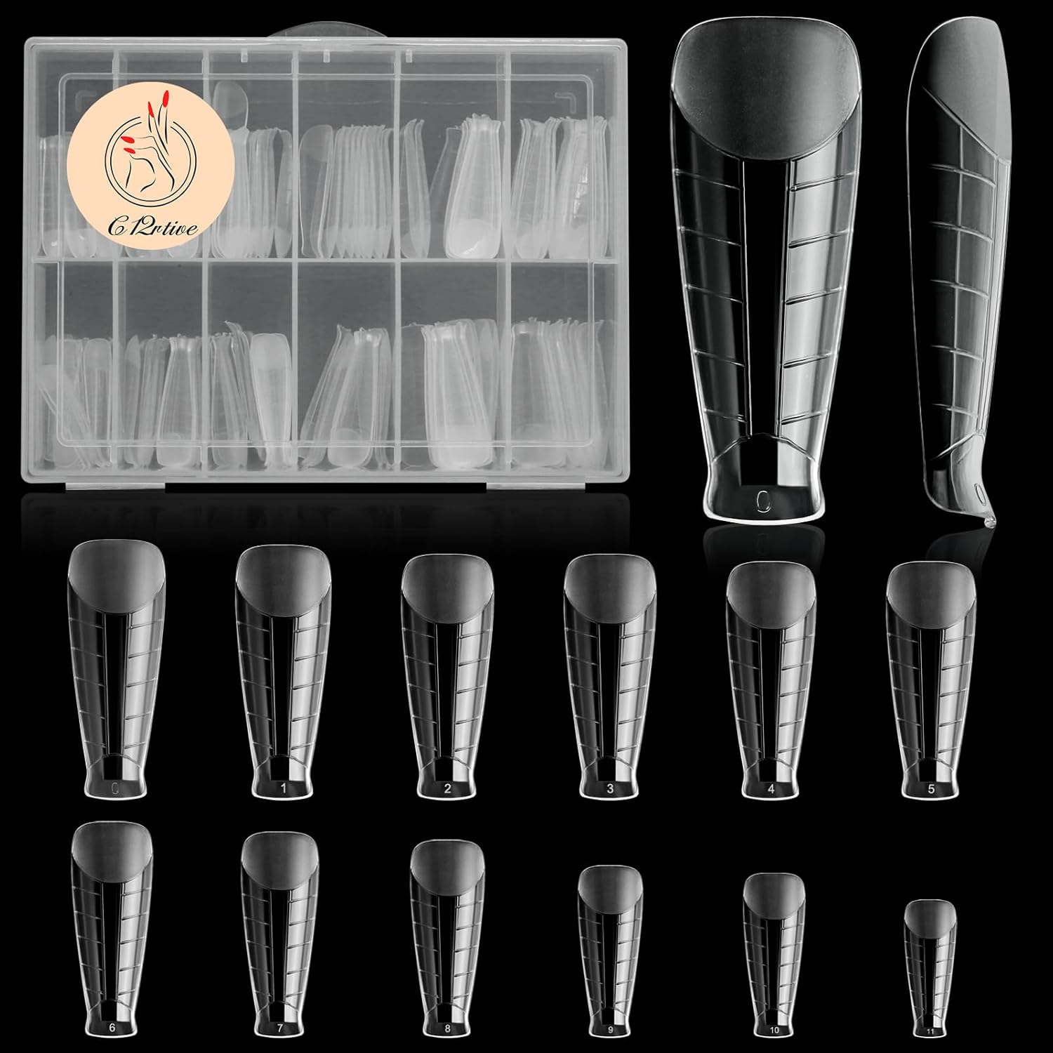 120Pcs Dual Nail Forms,T-Shape Extension Poly Nail Gel Nail Forms Full Cover Reusable Nail Molds 12 Sizes for Solid Nail Gel Glue Nail Art Design Salon&DIY-GlimoraGlow