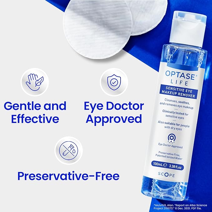 Optase Life Sensitive Eye Makeup Remover – Gentle & Effective for All Skin Types - Breakthrough Innovation vs Traditional Micellar Water - 100ml-GlimoraGlow
