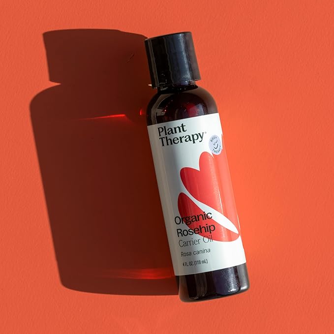 Plant Therapy Organic Rosehip Carrier Oil 4 oz For Skin and Hair Cold Pressed Supports Skin Hydration Fine Lines & Wrinkles Extra Virgin, Vitamins A and E & Essential Fatty Acids-GlimoraGlow