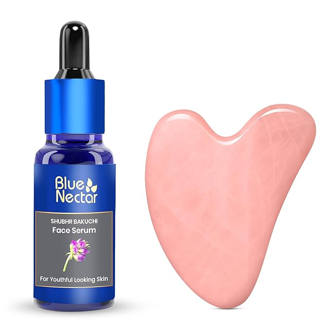 Blue Nectar Bakuchiol Face Serum for Glowing Skin with Gua Sha | Plant-Based Retinol for Face Skincare, Fine Lines, & Dark Circles | Anti-Aging Serum for Women & Men (10 Herbs, 1 Fl Oz)-GlimoraGlow