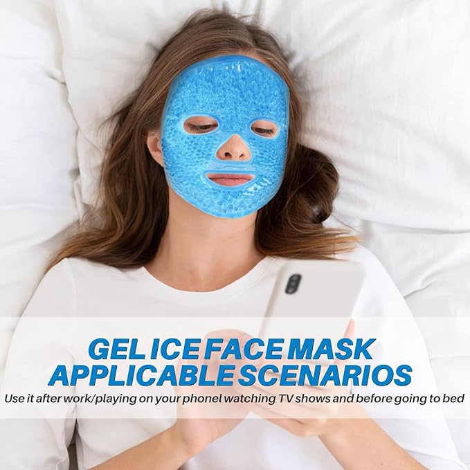 Ice Pack Cold Face Eye Masks Reduce Face Puff, Dark Circles, Reusable Cold Hot Gel Face Eye Mask, Suitable for Women Facial SPA, Ice Face Mask for Sleeping, Headaches (Blue)-GlimoraGlow