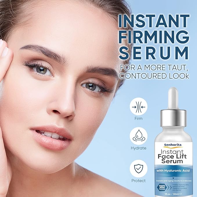 Instant Face Lift Serum, Temporary Skin Lifting & Tightening Serum, Effective Smooth Fine Lines, Wrinkles & Visibly Hide Loose Sagging Skin-GlimoraGlow