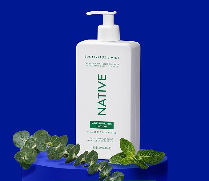 Native Body Lotion Contains Naturally Derived Plant-Based Moisturizers for Women and Men | Restores Dry Skin, Eucalyptus & Mint, 16.5 fl oz-GlimoraGlow