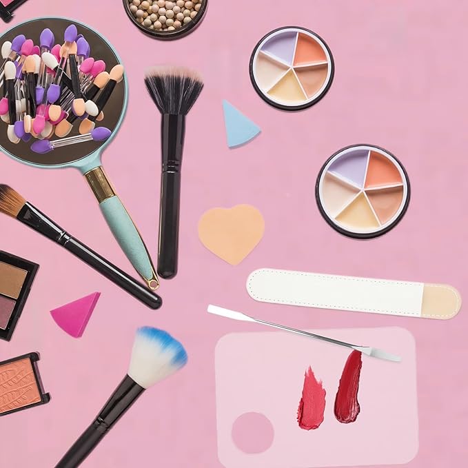 2 Pcs Acrylic Cosmetic Makeup Palette with 2 Pcs Makeup Spatula,Foundation Palette,Makeup Mixing Palette for Foundation Eye Shadow Lipsticks Nail Art-GlimoraGlow