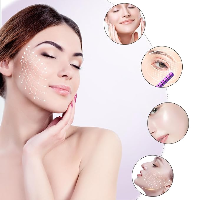 Up Lifting Massaging Beauty Roller Radiance Roller 30 Germanium Stone Face Roller for Uplift and Skin Care,Uplifting Face Massager (Purple)-GlimoraGlow