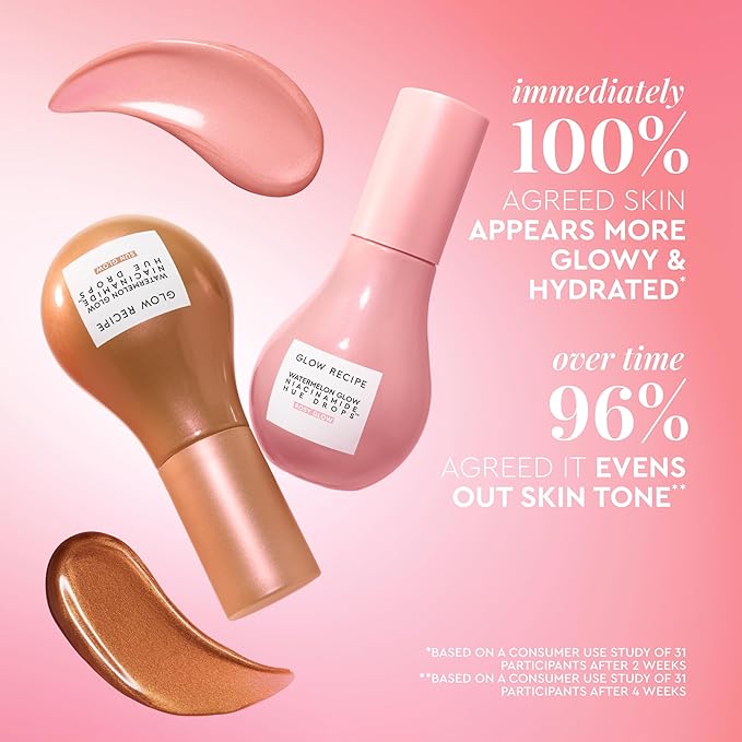 Glow Recipe Hue Drops Tinted Face Serum - Illuminating Glow Drops to Brighten & Hydrate - Skincare Makeup Primer & Liquid Highlighter to Blur Pores for a Radiant, Even Skin Tone - Rosy Glow (40ml)-GlimoraGlow