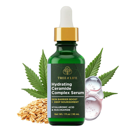 Tree of Life Beauty Ceramide Serum Complex - Skin Barrier Serum with Hemp Seed Oil - Nourishing Barrier Serum with Hyaluronic Acid, Niacinamide and Colloidal Oatmeal - Hydrating Serum for Face 1 Fl Oz-GlimoraGlow