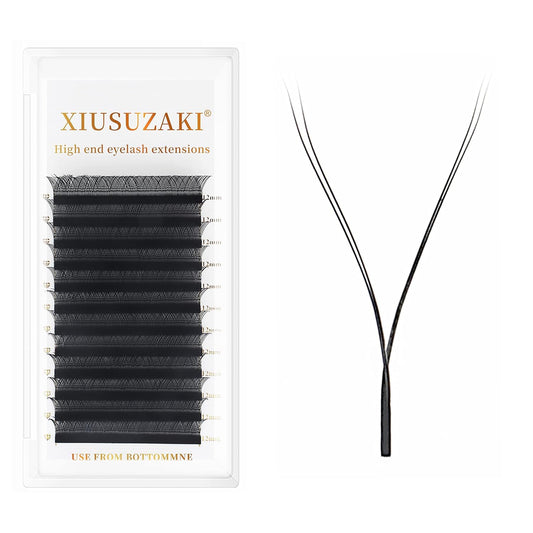 YY Lash Extensions Supplies Y Eyelash Extensions 0.05mm Thickness D Curl 15mm Premade Fans 4D Russian Volume Matte Black 12 Rows Crisscross Eye Lashes(YY-0.05-D,15mm)-GlimoraGlow