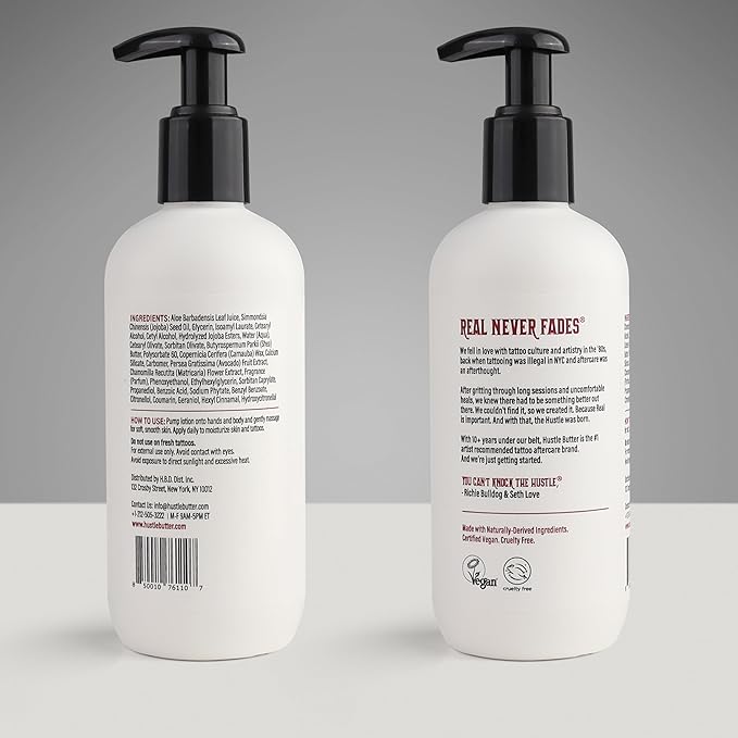 Hustle Butter Tattoo Aftercare - Daily Moisturizing Lotion - Naturally Derived Vegan Cruelty Free - Everyday All Over Use for Tattoos - 9 fl oz-GlimoraGlow