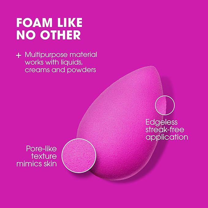 Beautyblender® | Electric Violet Beauty Blender Makeup Sponge, Super-Soft Foam Easily Blends Foundations, Powders & Creams, Made in USA, Reusable, Washable, Streak Free Application, Vegan-GlimoraGlow
