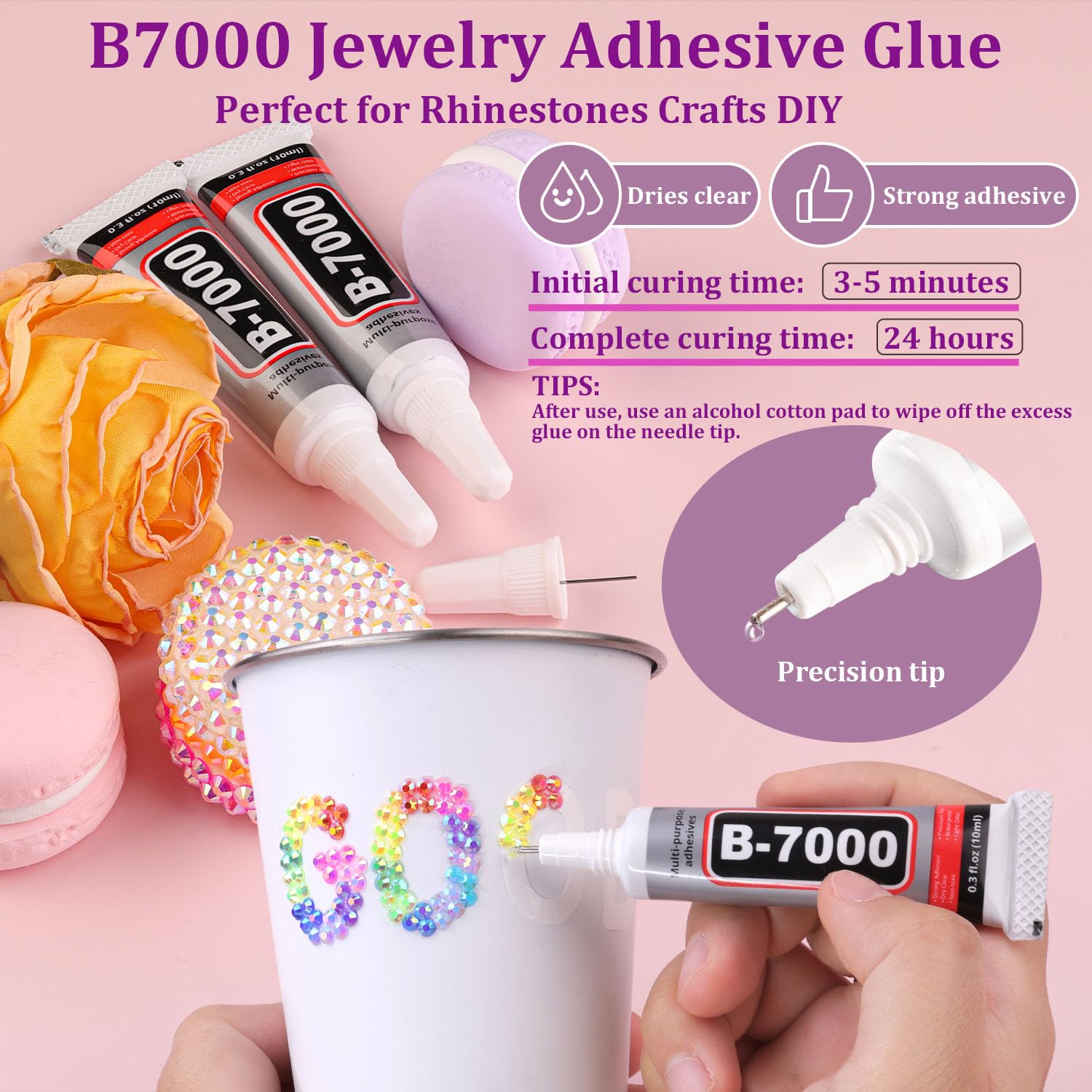 16000Pcs Resin Rhinestones with Tweezers for Crafting, Mixed-Color 4mm Bedazzling Crystal with 1Pcs 10ml B7000 Jewelry Glue for DIY Crafts Clothing Tumblers Shoes Fabric Nail Art-GlimoraGlow