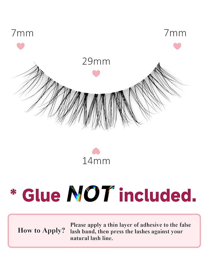 Natural Lashes False Lashes False Eyelashes Wispy Lashes Natural Eyelashes Wispy Eye Lashes Clear Band Lashes UP15-GlimoraGlow