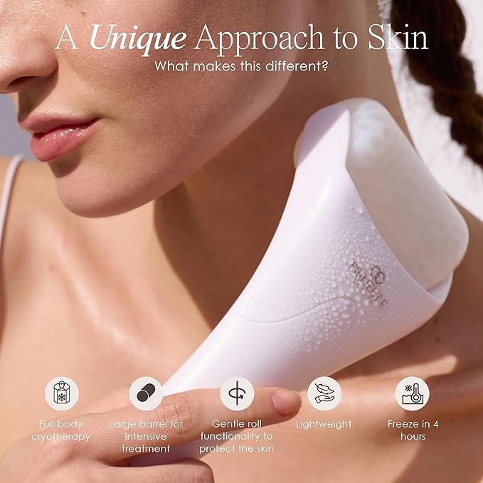 The Ice Roller by Project E Beauty | Cryotherapy Treatment | Facial Massage | Reduce Under Eye Puffiness, Dark Circles | Muscle Soreness Pain Relief Redness-GlimoraGlow