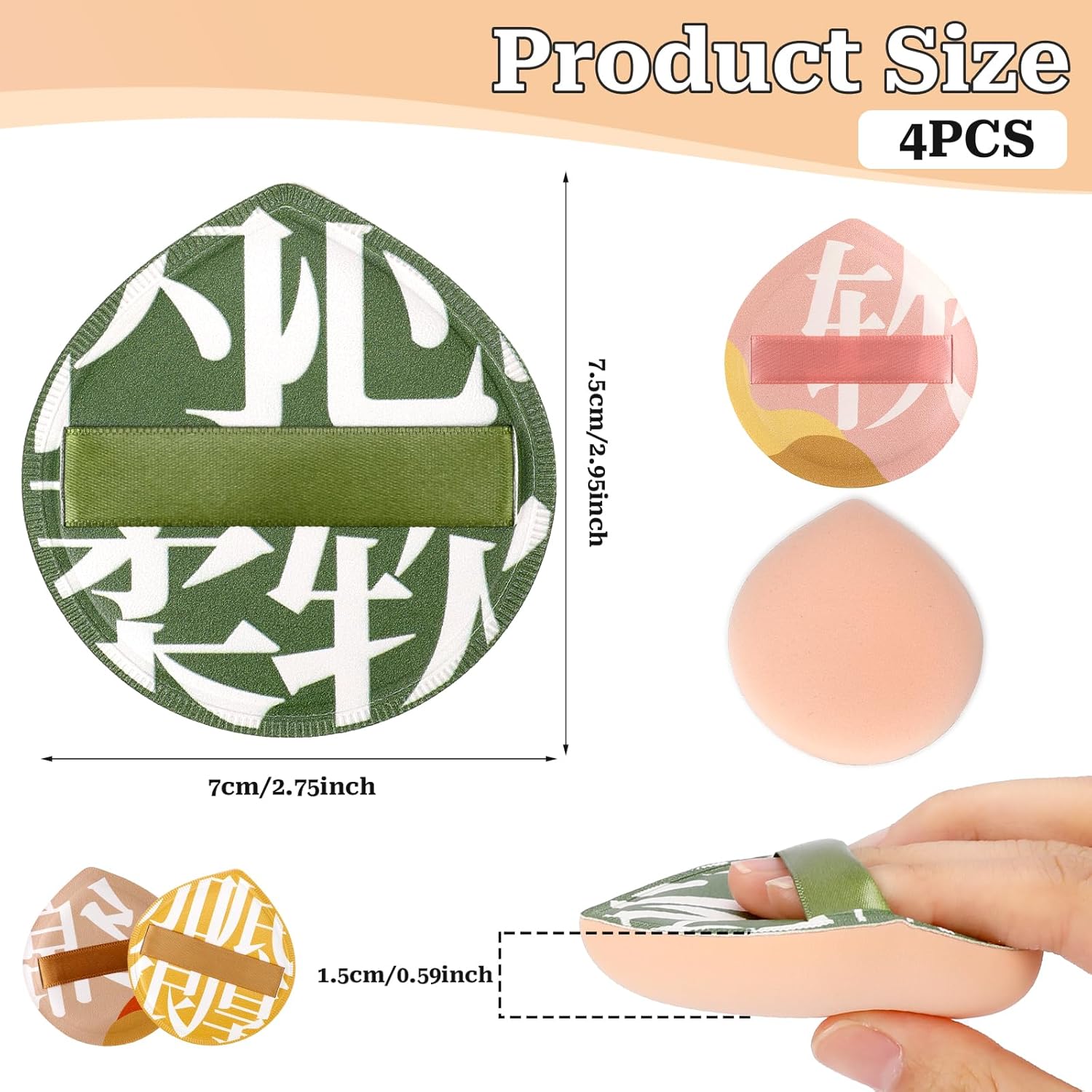 4 PCS Foundation Sponge, Korean Makeup Sponge Puff Teardrop Setting Powder Puff Face Makeup Cushion Puff Soft Beauty Blender Sponge for Concealer Liquid Cream and Powder, Beginner Friendly, Medium-GlimoraGlow