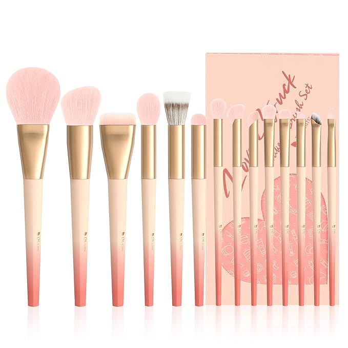 DUcare Makeup Brushes Set 14Pcs Love Struck Makeup Brush Set Premium Synthetic Kabuki Foundation Blending Face Powder Blush Concealers Eye Shadows Brushes-GlimoraGlow