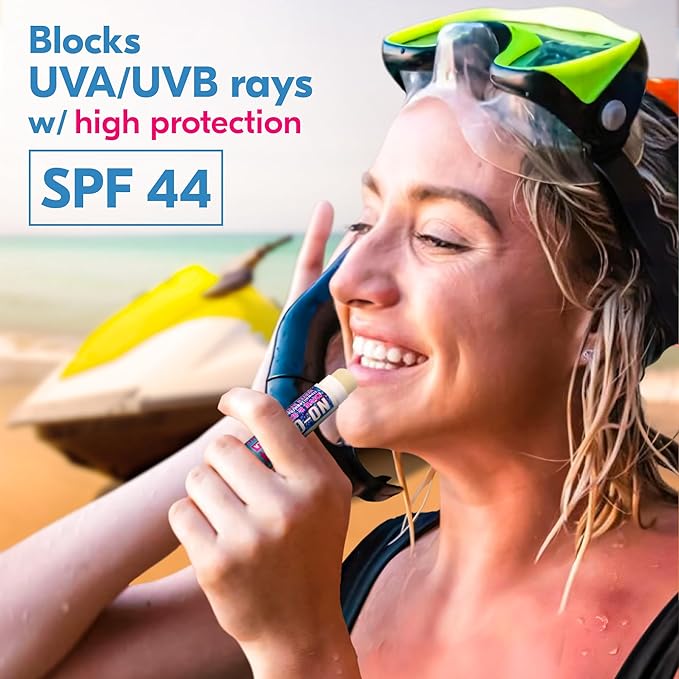 Moisturizing SPF 44 Lip Balm - Spf Lip Balm with Vitamin E | Broad Spectrum | Moisturizing | Vegan | Water Resistant Vanilla Flavor | 0.15 oz | 3 Pack-GlimoraGlow