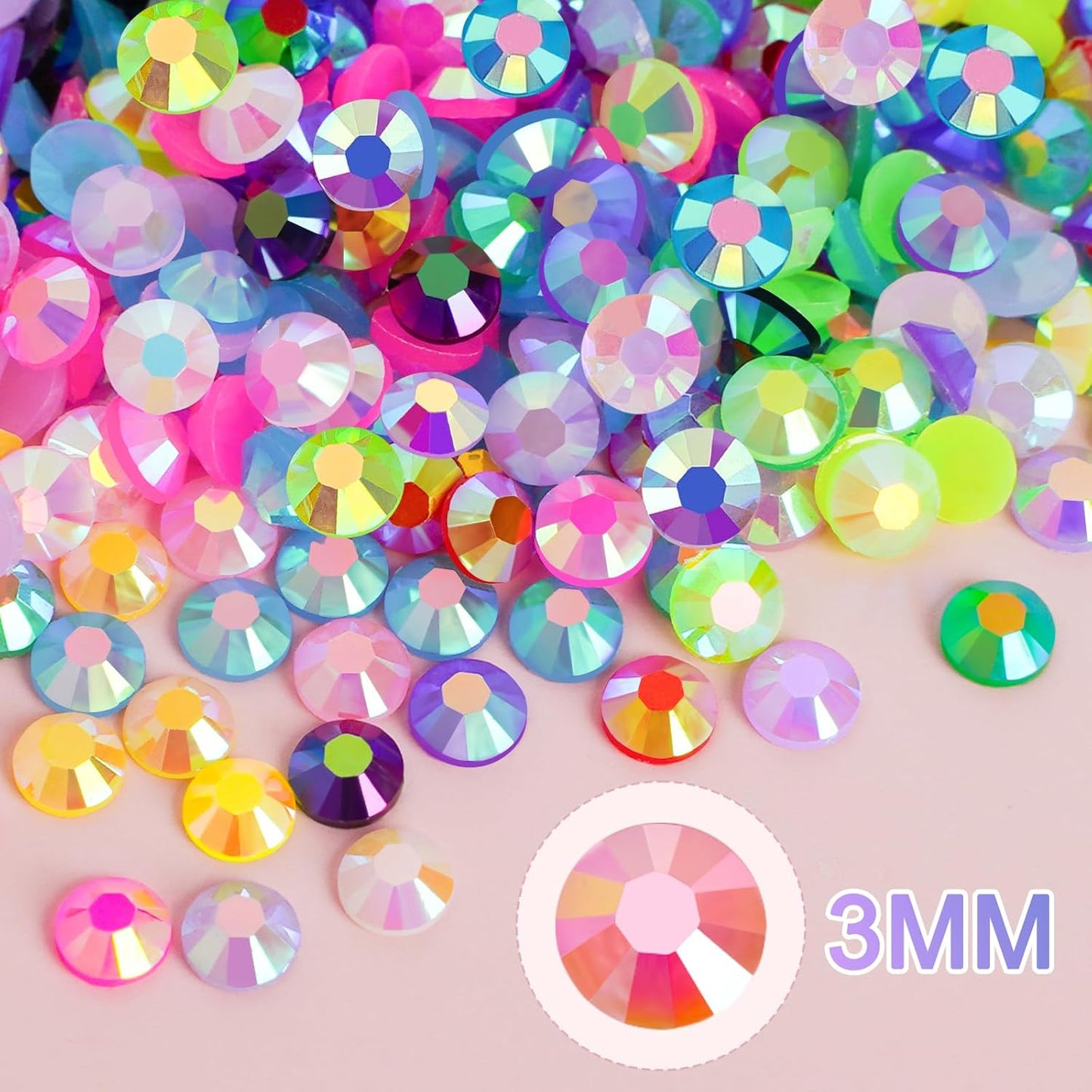 18000Pcs Resin Jelly Rhinestones for Bedazzling, Multicolor 3mm Flatback Rainbow Gems, Bedazzling Crystal with 4Pcs 2.5g Jewelry Glue, Rhinestone Picker for DIY Crafting Clothes Shoes Nail Art-GlimoraGlow