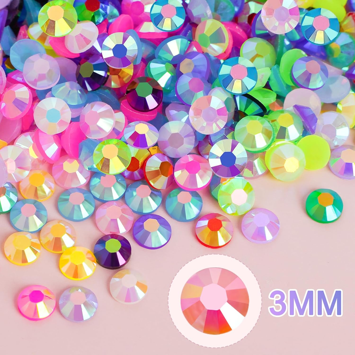 18000Pcs Resin Jelly Rhinestones for Bedazzling, Multicolor 3mm Flatback Rainbow Gems, Bedazzling Crystal with 4Pcs 2.5g Jewelry Glue, Rhinestone Picker for DIY Crafting Clothes Shoes Nail Art-GlimoraGlow