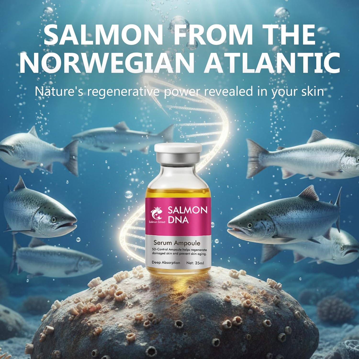 Salmon DNA Ampoule, Microneedling Serum, Anti-Wrinkle & Scar Removal for Face and Body, Salmon DNA Serum Ampoule Anti-wrinkle and Enhance Barrier Function-GlimoraGlow