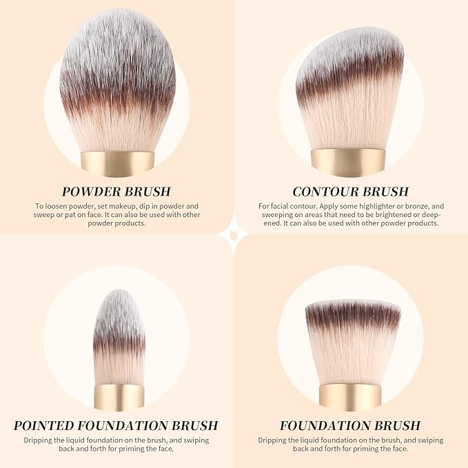 DUcare Makeup Brushes Duo End Foundation Contour Powder and Buffer Brush Bronzer Double Makeup Brush Set 2Pcs white-GlimoraGlow