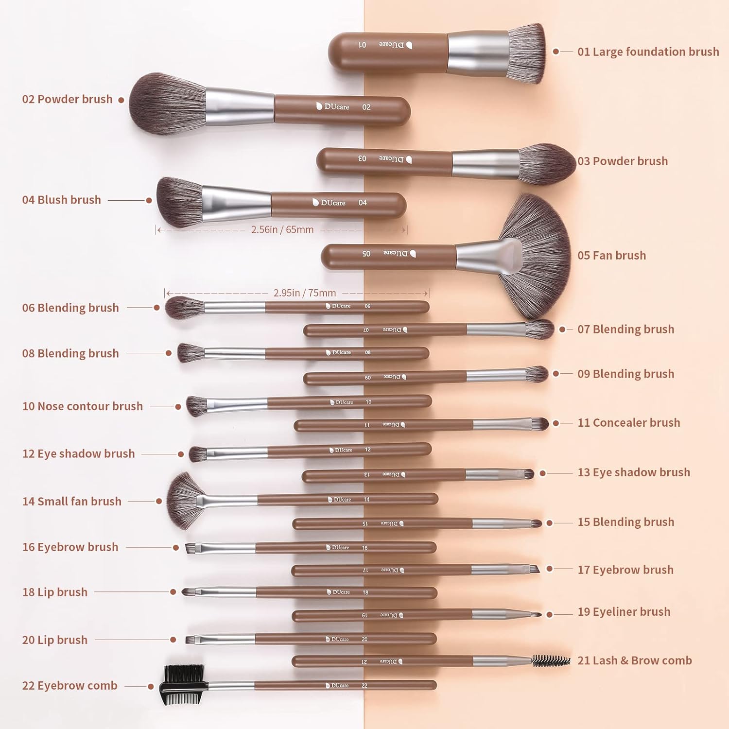 DUcare Makeup Brushes Professional with Bag 22Pcs Makeup Brush Set Premium Synthetic Kabuki Foundation Blending Brush Face Powder Blush Concealers Eye Shadows with Case-GlimoraGlow