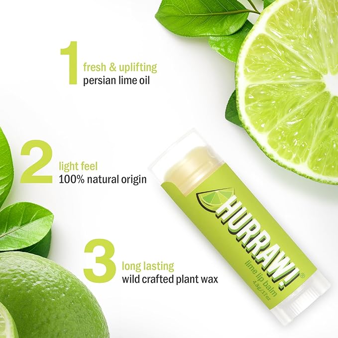 Hurraw! Lime Lip Balm, 3 Pack: Organic, Certified Vegan, Cruelty and Gluten Free. Non-GMO, 100% Natural Ingredients. Bee, Shea, Soy and Palm Free. Made in USA-GlimoraGlow