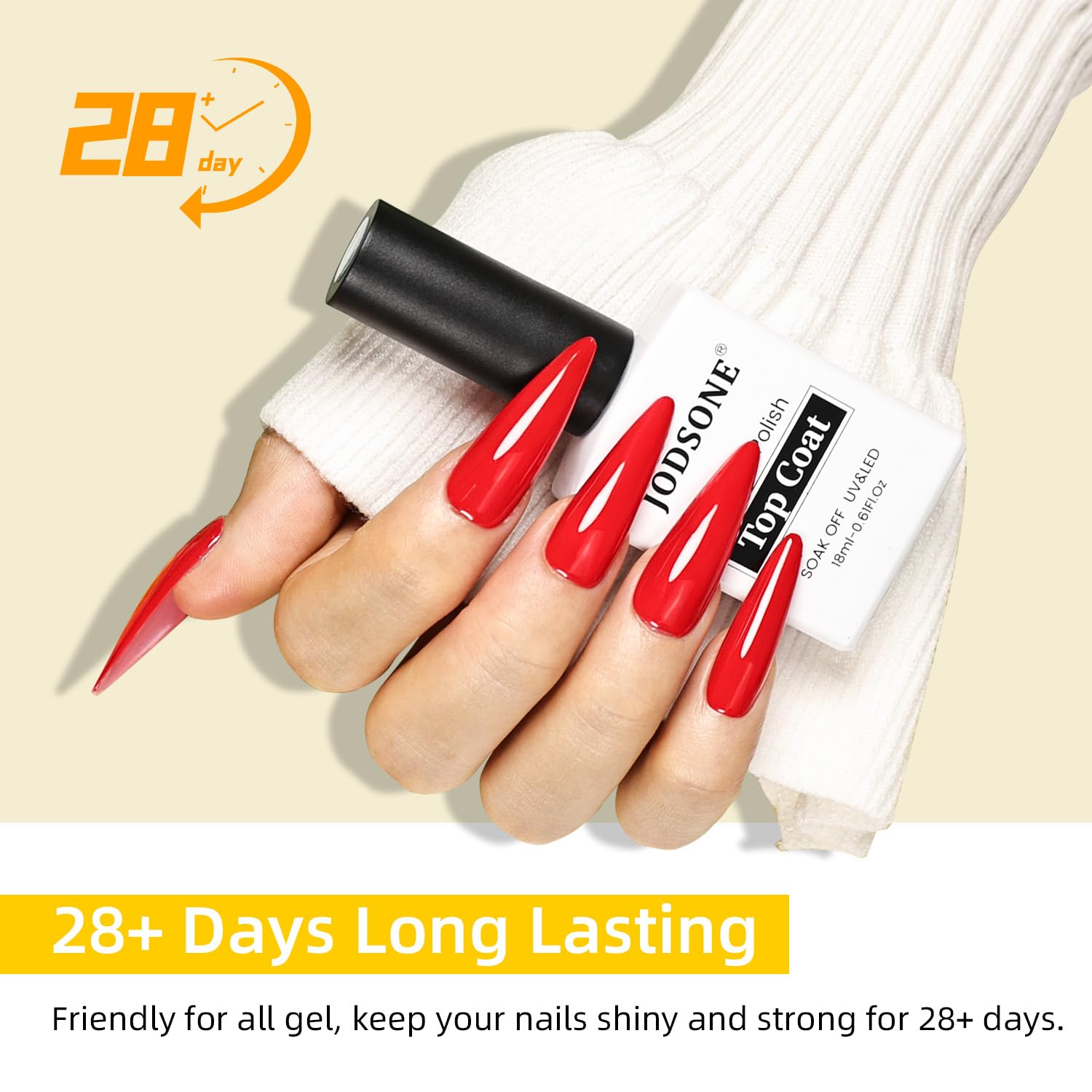 JODSONE 18ml Top Coat Gel Polish No Wipe High Gloss Shine Finish Long Lasting Gel Nail Polish Professional Manicure for Home DIY and Nail Salon-GlimoraGlow