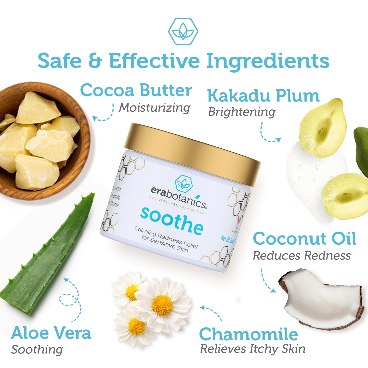 Era Organics Cream Redness Relief Moisturizer- Soothing Redness Relief for Face with Manuka Honey, MSM, Chamomile - Calming Moisturizer Made in USA-GlimoraGlow