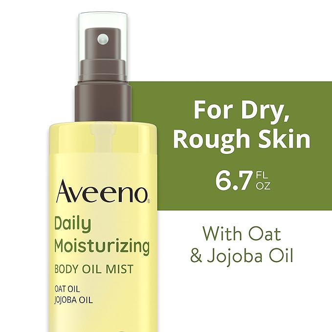Aveeno Daily Moisturizing Body Oil, Body Mist for Dry Skin with Oat Oil and Jojoba Oil, Nourishing Body Spray with a Hypoallergenic Formula, 6.7 FL OZ-GlimoraGlow